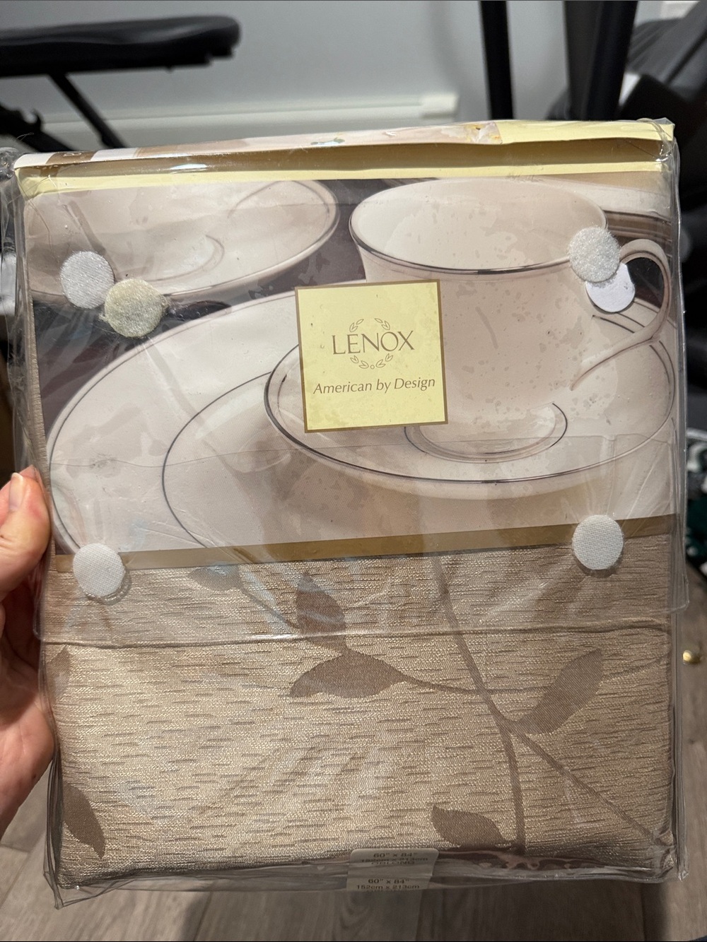 Lenox Beige and Taupe Leaf-Pattern Table Runner